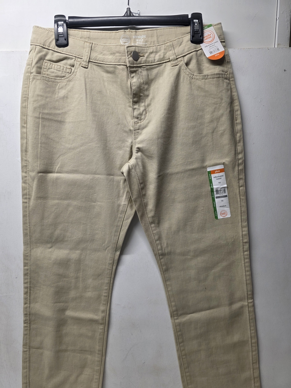 Wonder Nation Girls Plus 16 Straight Stretch Khaki Pants Adjustable Waist NWT